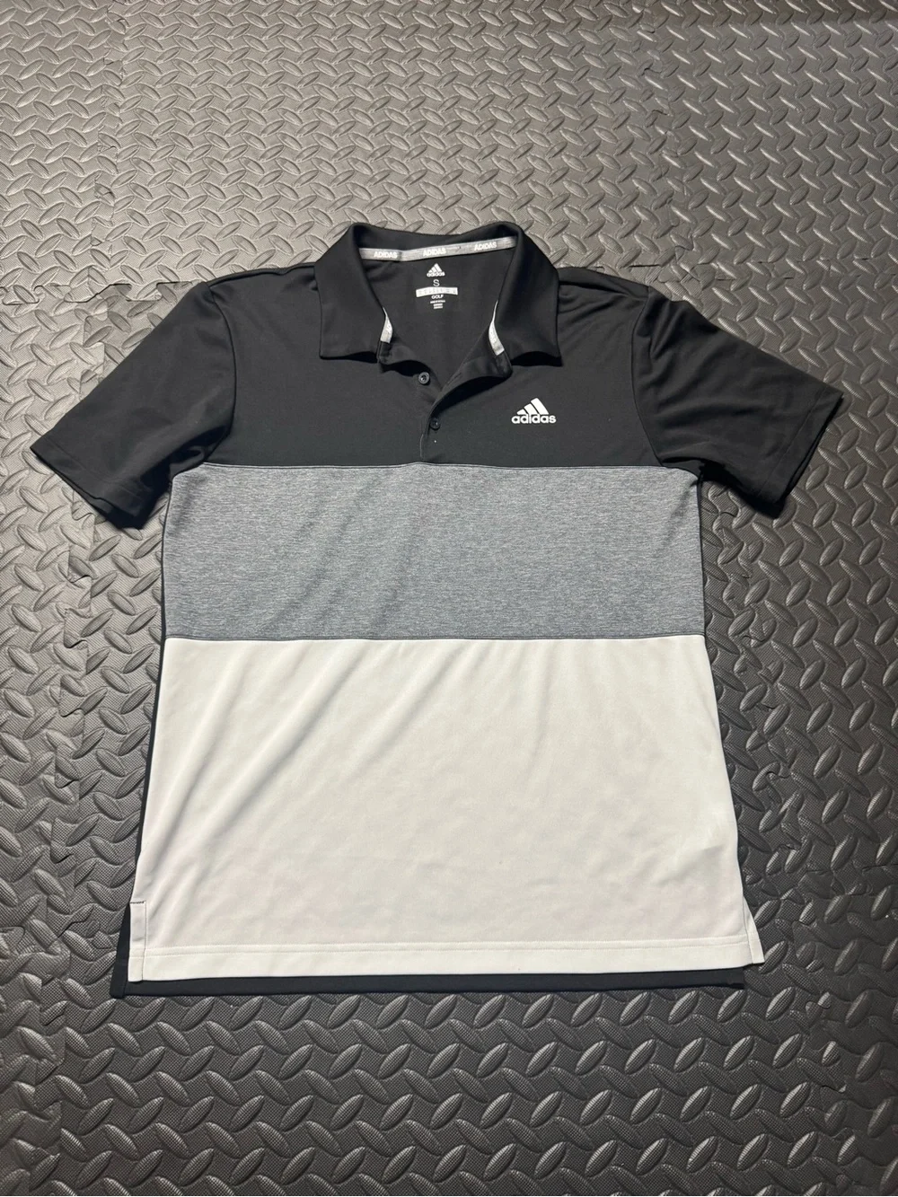 Adidas Golf Men’s Small Colorblock Polo Shirt Black Gray White